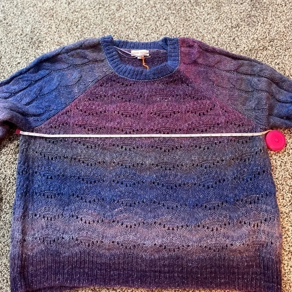 KNOX ROSE women's marled purple/blue ombre wool blend sweater NWT